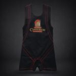 super centurion squat suit black with red thread