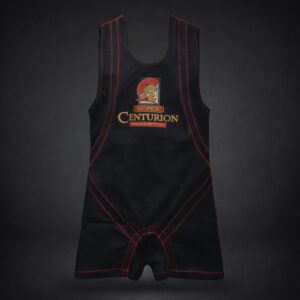 super centurion squat suit black with red thread